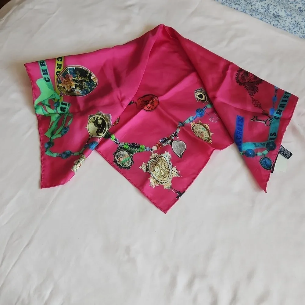 Christian Laqroix Fuschia square silk scarf